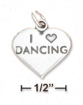 Sterling Silver I Heart Dancing Heart Subdue by a ~ With Lettering