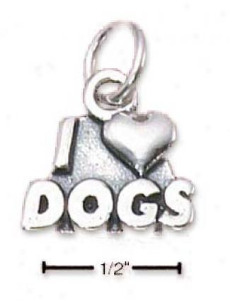 Sterling Silver I Heart Dogs Charm
