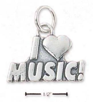 Sterling Silver I Heart Music Charm