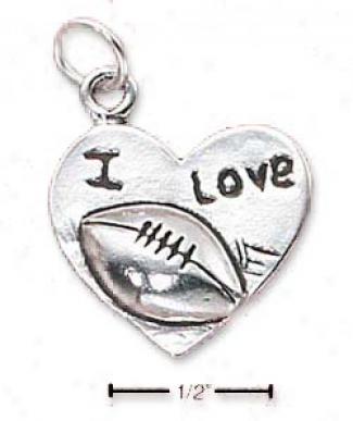 Sterling Silver I Love Football Seat of life Charm