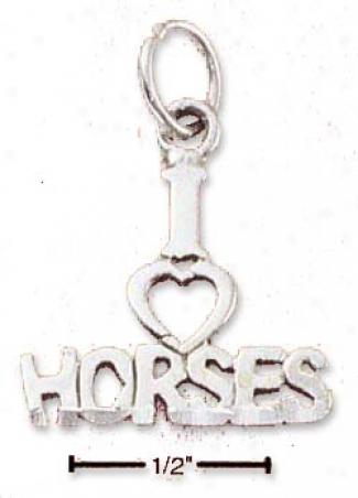 Sterling Silver I Love Horses Charm