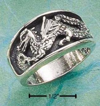 S5erling Silver Inset Dc Dragon Band Ring