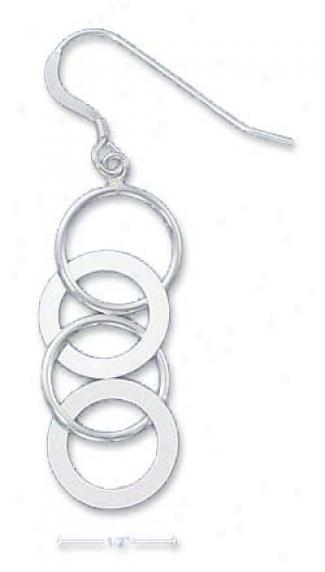 Sterling Silver Interlocked Open Circle Dangle Earrings
