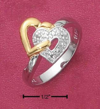 Sterling Soft and clear  Interlocked Two-tone Heart Ring