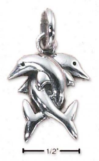 Sterling Silver Intertwined Dolphins Charms