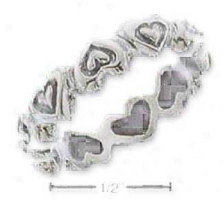 Sterling Silver Inverted Hearts With In Heart Bqnd Ring