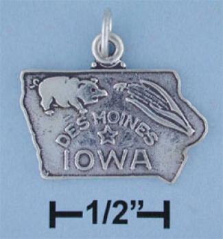 Sterling Silver Iowa State Charm