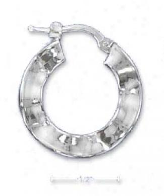 Sterling Silver Italian 22mm Ruffled Hoop Earrings