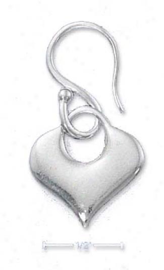 Sterling Silver Italian Heart Handle Earrings On Fancy Wires