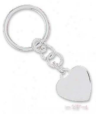 Sterling Silver Italian High Polish 23mm Heart Key-ring