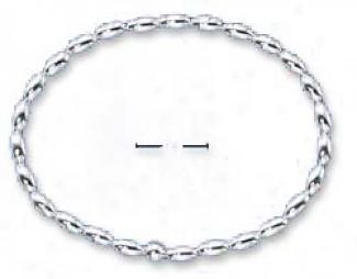 Genuine Silver Italian Oval Bead Strand Etch Bracelet