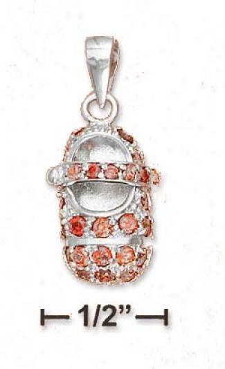 Sterling Silver January Garnet Cz Birthstoone Booti Charm