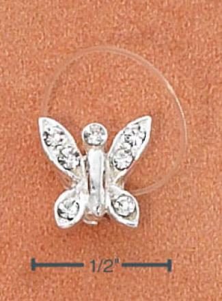 Sterling Silvery Jellywire Butterfly Clear Crgstals Toe Ring