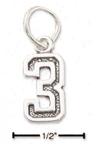 Sterling Silver Jersey Number 3 Charm