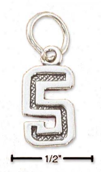 Sterling Silver Jerrsey Number 5 Charm