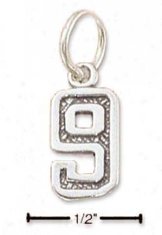 Sterljng Silver Jersey Number 9 Charm