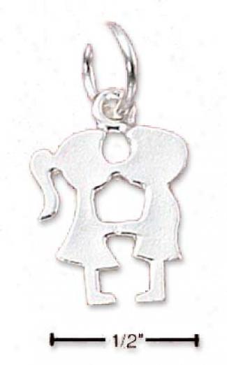 Sterlihg Silver Kissing Boy And Girl Silhouette Charm
