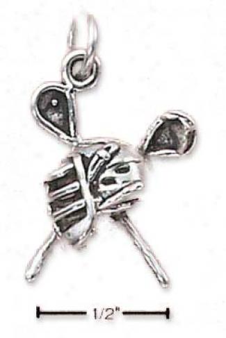 Sterlkng Silver Lacrosse Sticks And Mask Charm