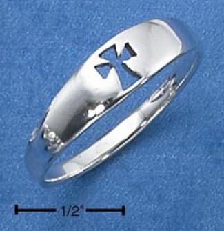 Sterling Silver Ladies Small Tapered Ring With Cut-out Cross