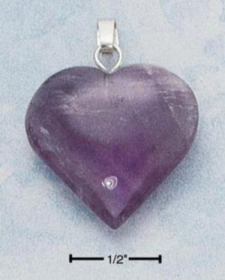 Sterling Silver Large Amethyst Heart Pendant
