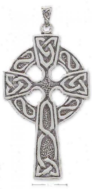 Sterling Silver Large Antiqued Celtic Cdoss Charm
