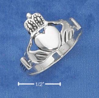 Sterling Silver Capacious Antiqued Claddaugh Ring