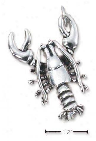 Sterling Silver Large Antiqued Lobster Charm