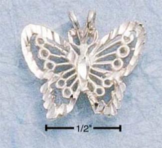 Sterling Silver Laarge Dc Filigree Butterfly Charm