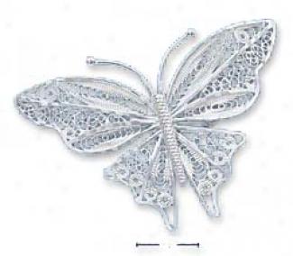 Sterling Silver Large Fiigree Butterfly Pin/pendant