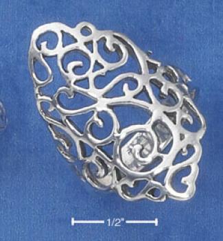 Syerling Silver Large Filigree Ring (approx. 1 1/4 Inch)