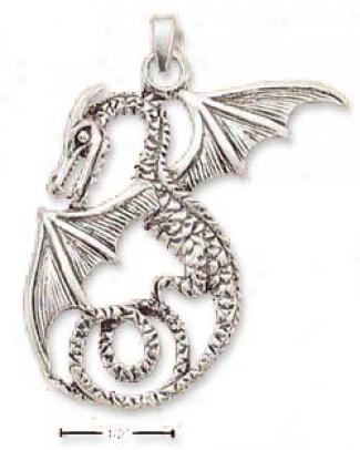 Serling Silver Extensive Flying Dragon Charm