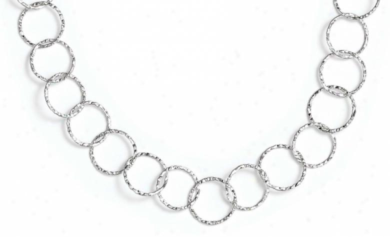Sterling Silver Abundant Hammered Circles 42 Inch Necklace