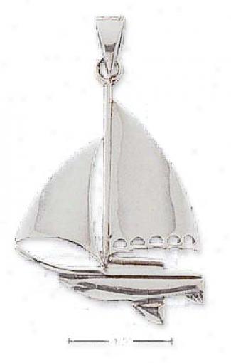 Sterling Silver Laege High Polish Sailboat