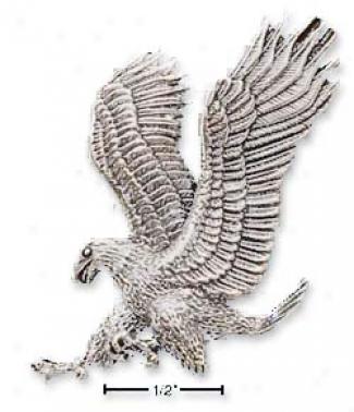 Sterling Silver Large Landing Bald Eagle Charm