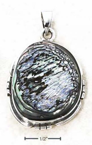 Sterling Soft and clear  Large Natural Abalone Pendant