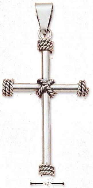 Sterling Silver Large Rpoed Cross Pendant