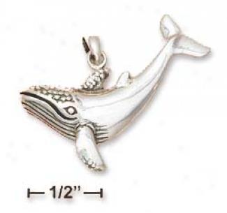 Sterling Silver Large Whale Charm (1.5 Inch)