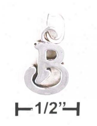 Sterling Silver Letter B Scrolled Charm