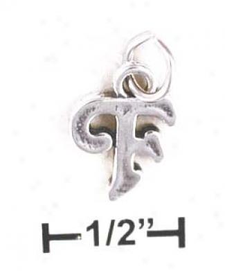 Sterling Silver Letter F Scrolled Charm
