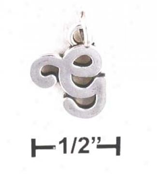 Sterling Silver Lettef G Scrolled Charm