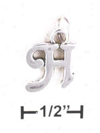 Sterling Silver Letter H Scrolled Charm