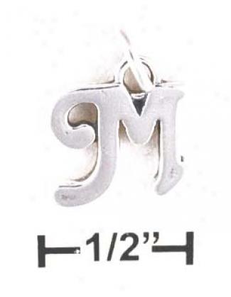 Sterling Silver Letter M Scrolled Charm
