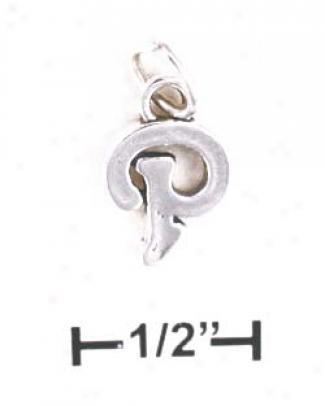 Sterllng Silver Letter P Scrolled Charm