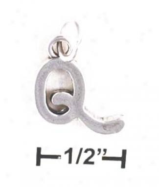 Sterling Silver Letter Q Scrolled Charm