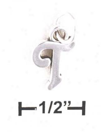 Sterling Silver Letter T Scrolled Charm