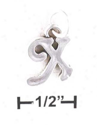 Sterling Silver Letter X Scrolled Charm