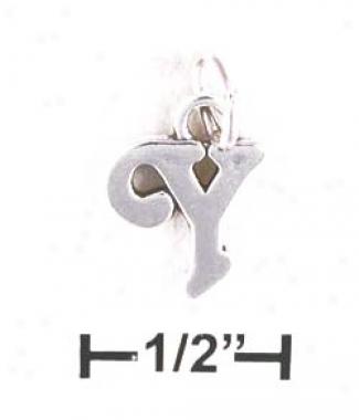 Sterling Silver Letter Y Scrolled Charm