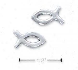 Sterling Silver Life Fish Post Earrings