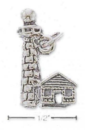 Sterling Silver Lighthouse With Cottage Charm