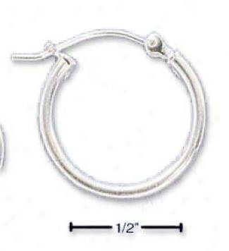 Sterling Silver Lightweight 18mm Hoops Curved Lock Earrings